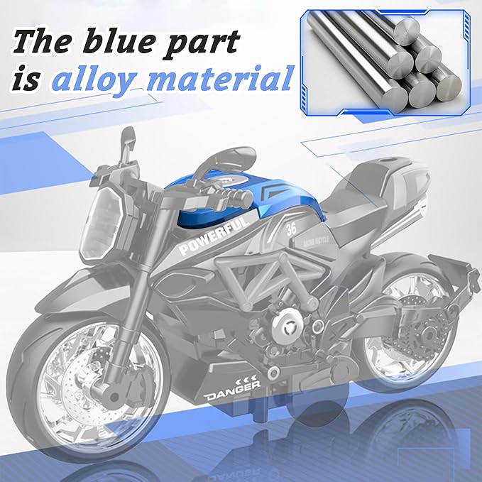 4-Pack Pull-Back Motorcycle Toys - Friction Powered Kids Toy Cars with Lights, Sounds & Automatic Drive for Boys & Girls Aged 3-12