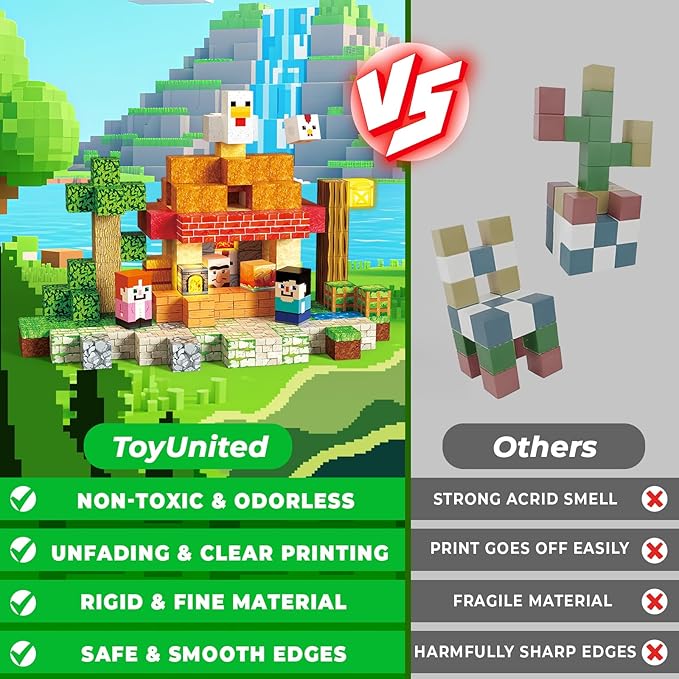 200 PCS Magnetic Blocks with Light Blocks - Magnet Building Blocks, Stacking Magents Cubes Toys Roast Chicken Store Theme, STEM Montessori Sensory Toys for Kids Boys and Girls Ages 3+ Birthday Gifts