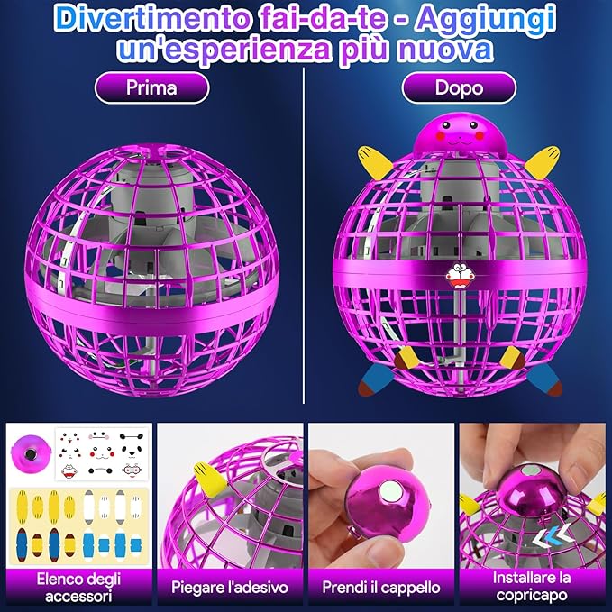 Flying Orb Ball 2024,Toys Soaring Hover Boomerang Spinner Hand Controlled Mini Drone Cosmic Globe Spinning Kids Adults Outdoor Fly Toy Birthday Gift Cool for Boys Girls 6 7 8 9 10+ Year Old (Purple)