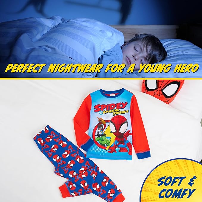 Marvel Spiderman Pajamas for Boys Teens Long PJs Set Lounge Set Comfy Sleepwear