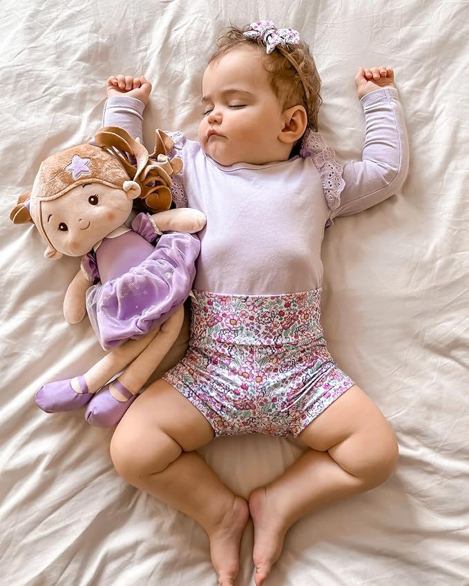 Soft Baby Doll Toys (16''), My First Baby Rag Doll for 1 Year-Old Girl Birthday Gift, Christmas Plush Toys Gift for Toddler Kids Infants -Starlet Purple