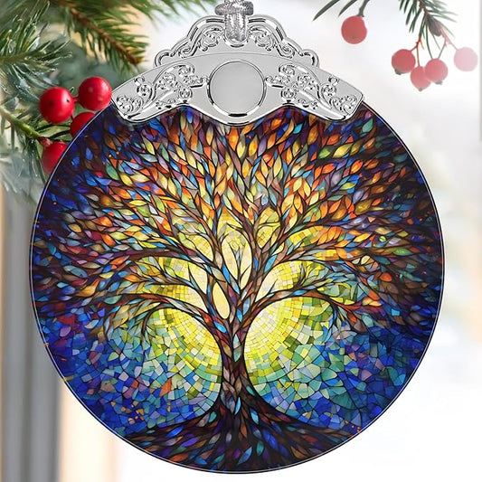 2025 Ornaments for Christmas Tree - Stained Glass Tree of Life Holiday Decor - Christmas Ornament and Gift Idea for Mom, Gift Exchange