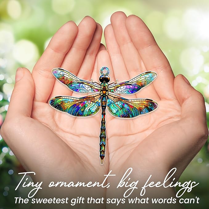 OASSIE Christmas Dragonfly Gifts for Women - Acrylic Christmas Ornaments 2025 for Tree with Card - Dragonflies Decor for Home Garden Decorations, Gifts Ideas for Mom Grandma Friends