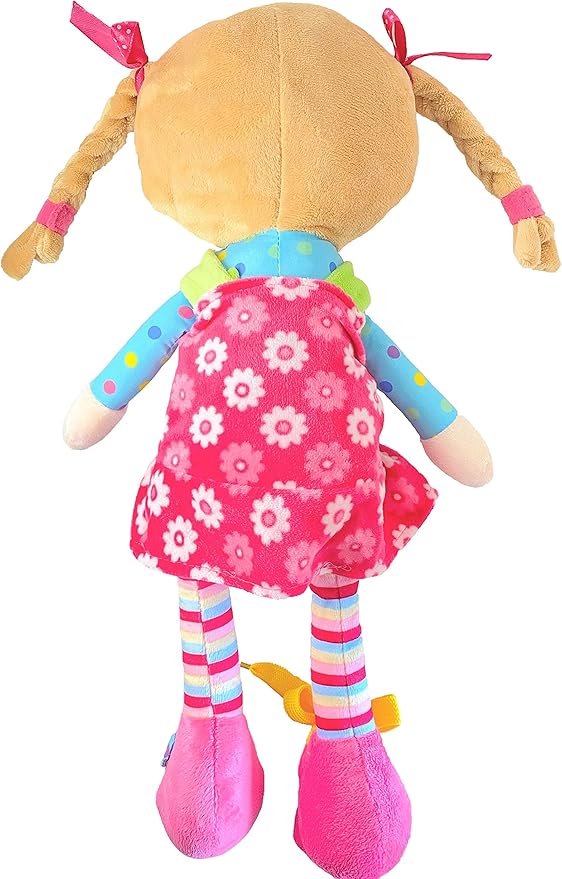 Sugar Snap Plush Doll for Toddlers Learn to Dress Montessori Toy - Dress Me Doll - Zipper, Snaps, Buttons, Buckle, Shoe Tying Practice - Educational Toy for 2 3 Year Old Girl - Montessori Doll - 15"