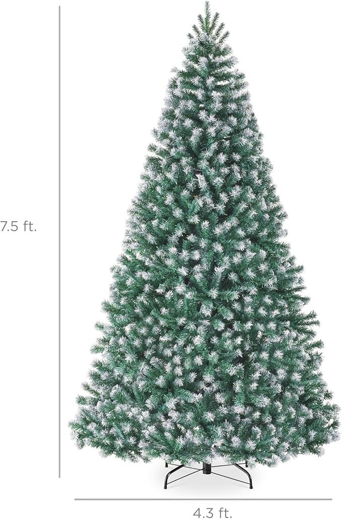Best Choice Products Artificial Frosted Christmas Tree, 7.5ft Premium Unlit Realistic Spruce Holiday Décor w/Dense Branches, Metal Base - Blue Spruce