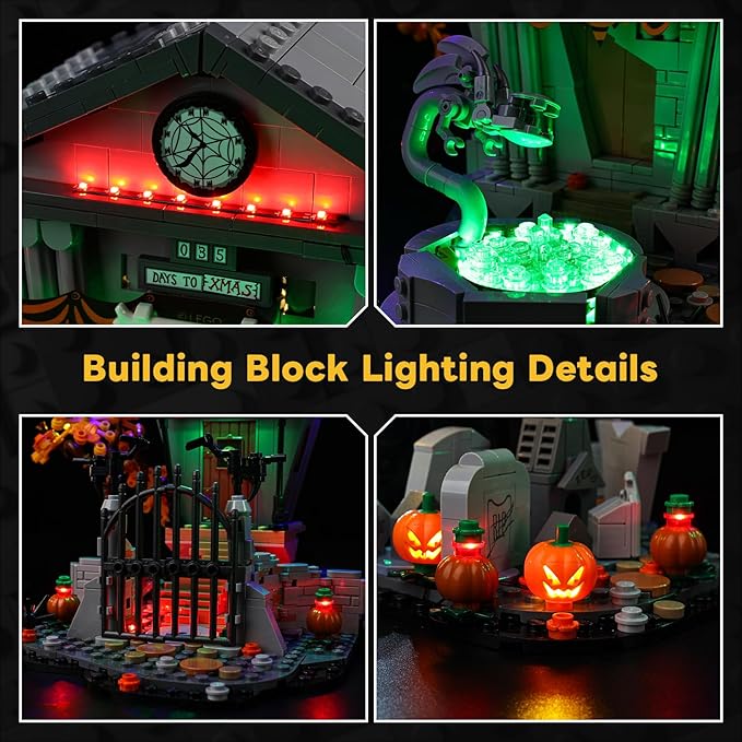 Kyglaring LED Light Kit Compatible with Lego Tim Burton's The Nightmare Before Christmas 21351 Building Blocks, Upgraded Lighting Accessories for 21351 Model Set, Lights Only, New 2025 RC Version