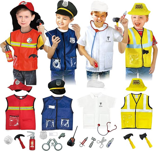 Dress Up Trunk for Kids, Pretend Dress Up Collection with Accessories, Halloween Dressup for Role Play