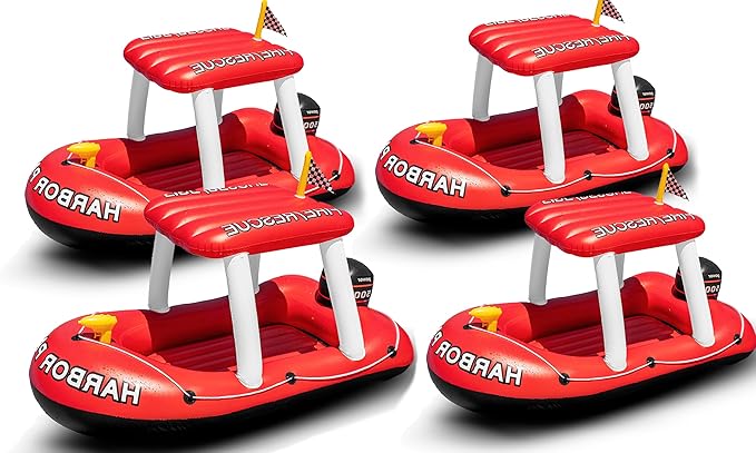 Zone Tech Inflatable Patrol Boat Pool Float and Harbor Master Boat Pool Float Ride On Fun Water Toy Squirter