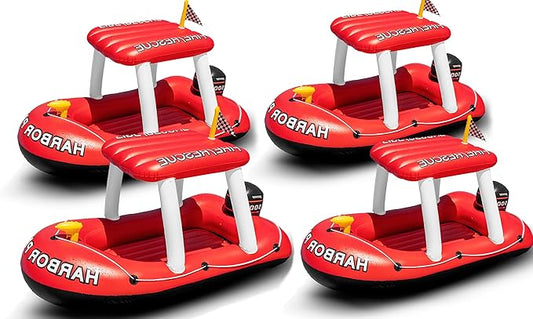 Zone Tech Inflatable Patrol Boat Pool Float and Harbor Master Boat Pool Float Ride On Fun Water Toy Squirter