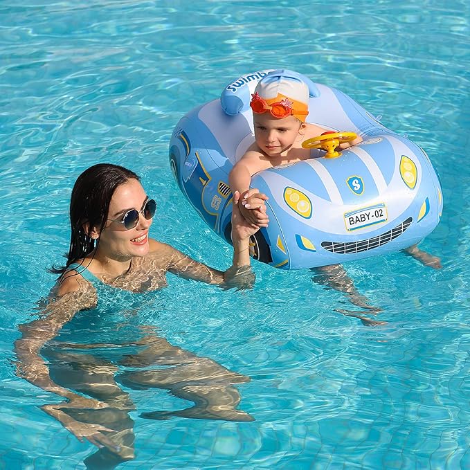 Swimbobo Toddler Pool Float with Seat Boat Inflatable Ride-on Car for Kids Outdoor Toys