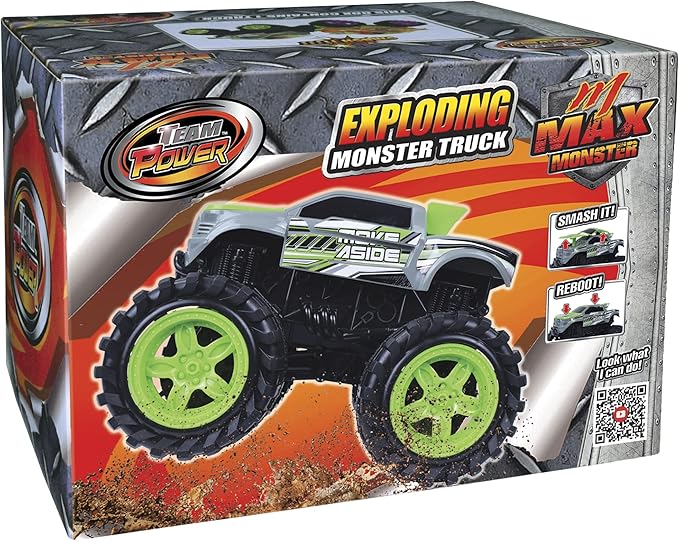 Exploding Monster Truck Toy with Explosive Crash Sounds and Lights, Smash It Up Again and Again, Monster Truck Toys for Boys Kids Ages 3, 4-7 & Above | Toddler Toys for 3 Year Old Boys Gift