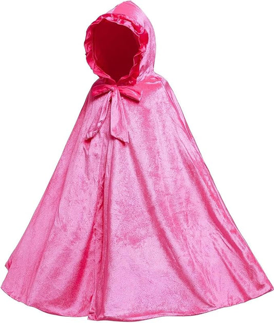 Newland Princess Costume for Girls - Princess Cape Long Hooded Velvet Cloak Princess Accessories Size M: 4-8Y/L: 8-12Y