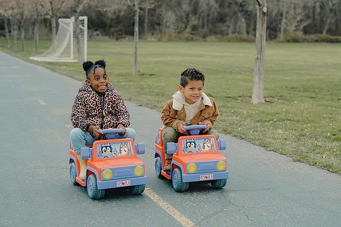 Bluey 6V Ride On Car for Toddlers - Interactive Electric Car for Kids with Sound Effects & Music, Riding Toy for Boys & Girls, Includes 6V Rechargeable Battery & Charger