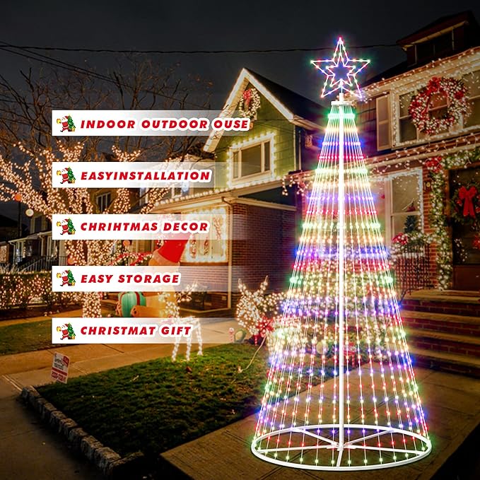 Outdoor Christmas Tree, 12 ft Prelit Christmas Tree, Smart Cone Outside Christmas Trees Light Show, App Control with LED Lights Color Changing Christmas Trees Lighting