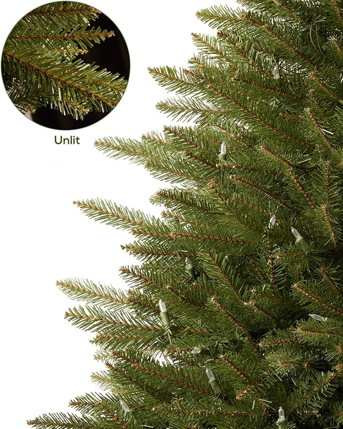 Premium Artificial Spruce Unlit Christmas Tree 6FT, Un-Lit Hinged Feel Real Realistic Full Xmas Tree, 6 Feet No Lights, Non Prelit Fir Tree Green Holiday