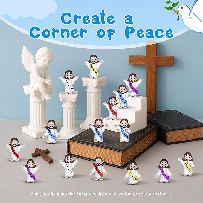 105 PCS Little Jesus Figures,Mini Jesus Figurines - Tiny Statues for Easter Egg Stuffers,Religious Gifts,Parties,Baptism Gifts,Multicolor Miniature Decorations,Hide and Seek Figurines（Multicolor）