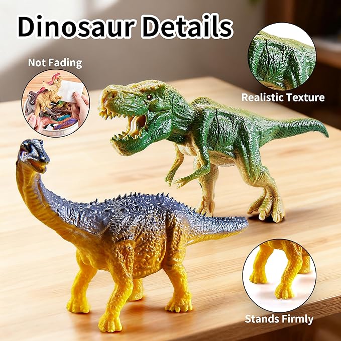 46PCS Dinosaur Toys,Realistic Jurassic Dinosaurs Figures Playset for Kids 3-5 Years, with Eggs&Trees&Fence mini Dinosaur Figures,Great Gifts for Girls and Boy Toddler Toy Animals Age-5-7.
