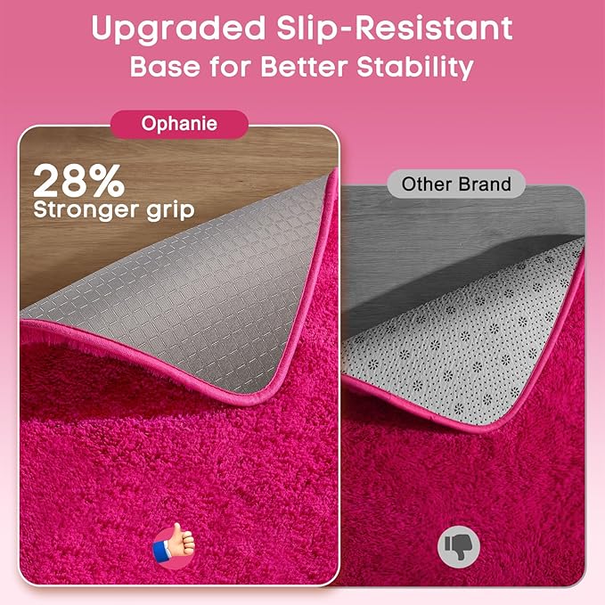 Ophanie Hot Pink Rugs for Bedroom Living Room, Fluffy Fuzzy Furry Carpet, Plush Soft Shaggy Bedside Indoor Floor 4x6 Area Rug for Kids Girls Boys Baby Teen Dorm Nursery Home Decor Aesthetic