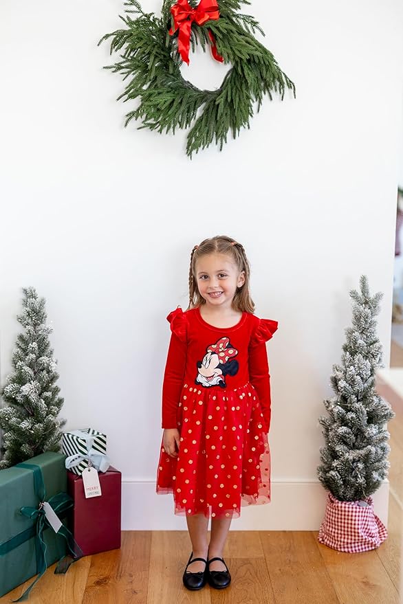 Disney Princess Frozen Minnie Mouse Dress Girls Sparkle Ruffle Tulle Tutu Birthday Party Fall Outfits Clothes Baby to Toddler