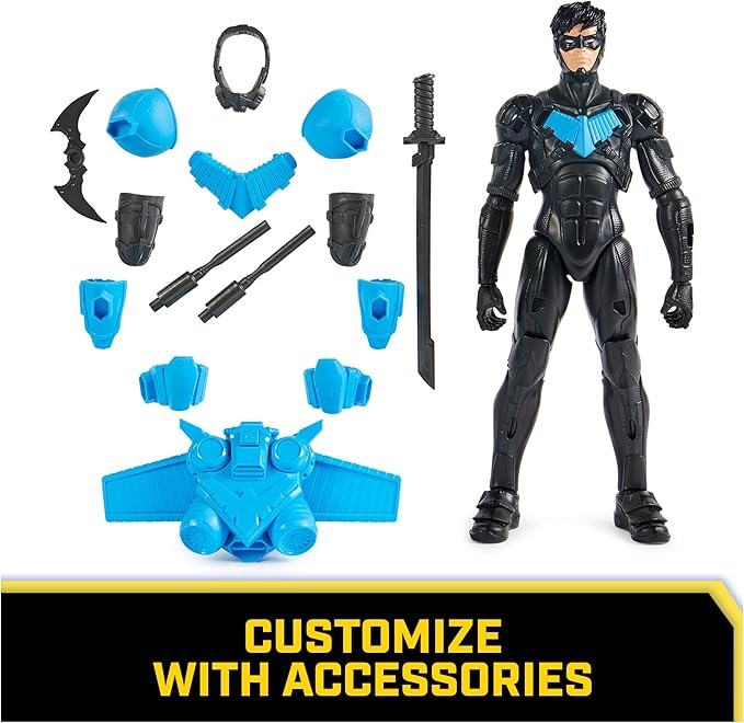 DC Comics, Batman Adventures, Nightwing Action Figure, 15 Armor Accessories, 17 Points of Articulation, 12-inch, Super Hero Kids Toy for Boys & Girls