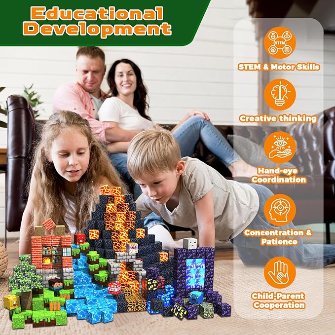 150 PCS Magnetic Blocks with Light Blocks - Magnet Tiles Toys for Kids, Boys and Girls, Magnetic Building Blocks Cubes, Stacking Magnets for Kids, Birthday Gifts for Boys and Girls Age 3+ Years Old