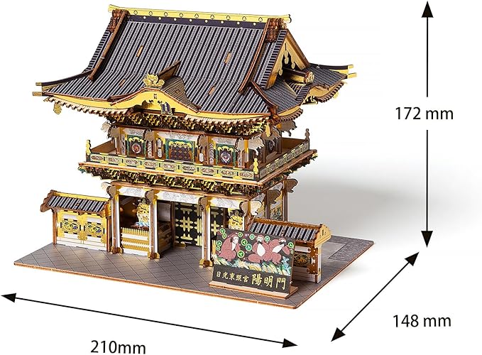 Nikko Toshogu Yomeimon Gate Color Edition – Wooden 3D Model Kit – DIY Japanese Architecture Craft – No Tools Required – Display Piece & Gift Idea