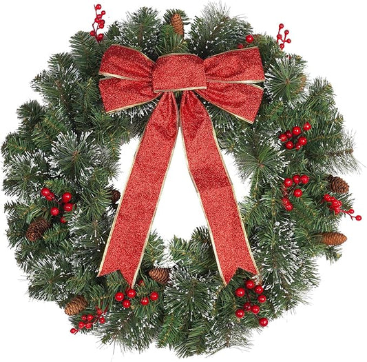 Christmas Wreath Front Door Wreath - 24 Inch Outdoor Christmas Wreath Large Winter Wreath Holiday Xmas Christmas Decoration DiliComing
