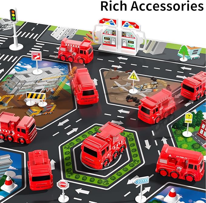 TEMI Kids Airplane Boy Toys for 3 4 5 Year Old Boys - Car Race Tracks for Kids Ages 3-5 with 8 Small Car Toys, Toddlers Educational Toy, Birthday Gifts for Boys 3-5, Birthday Gifts for Boys Girls 3-5