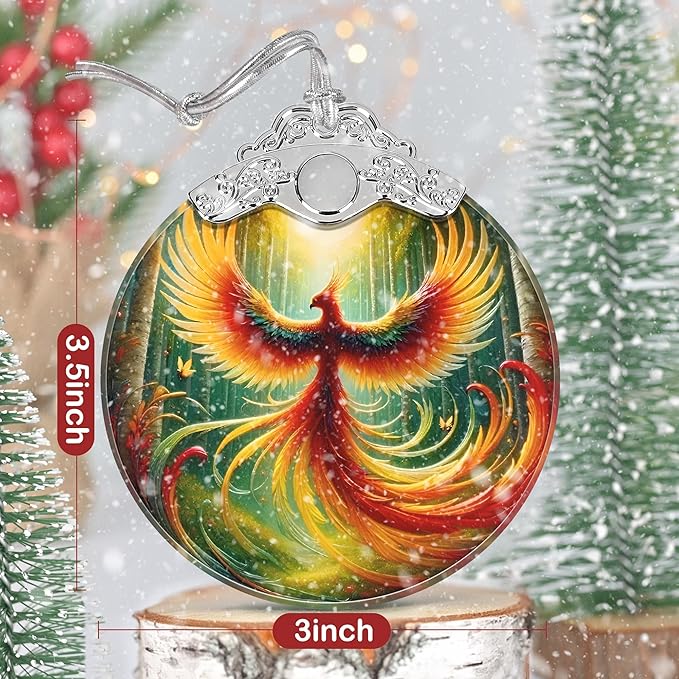 Phoenix Ornament, Christmas Ornaments, Christmas Decorations for Tree, Stained Glass Ornament, Heirloom Keepsake, Gift Exchange, Gift Ideas, Bauble Present - Phoenix in Full Wings