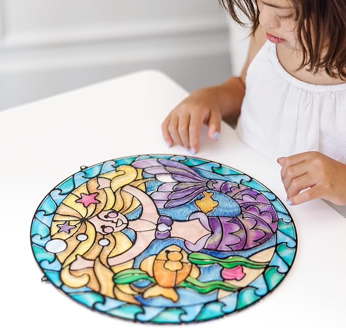 Melissa & Doug Stained Glass Made Easy Activity Kit: Mermaids - 140+ Stickers