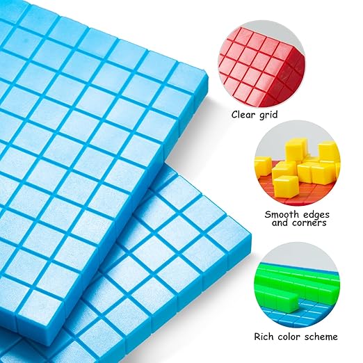 Plastic Base Ten Blocks Set,Maths manipulatives for 2nd Grade classrooms.Place Value Blocks,Counting Cubes to Help Kids Learn Maths (1)