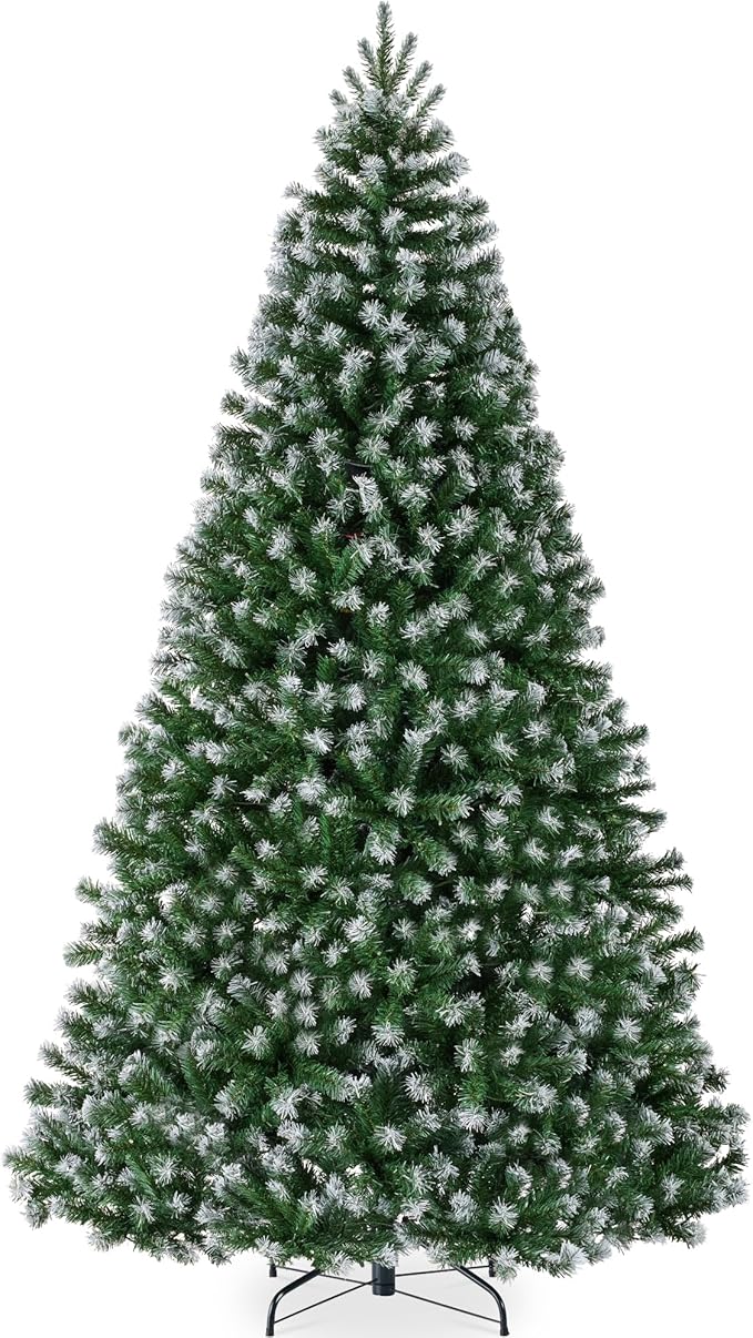 Best Choice Products Artificial Frosted Christmas Tree, 7.5ft Premium Unlit Realistic Spruce Holiday Décor w/Dense Branches, Metal Base - Green Spruce
