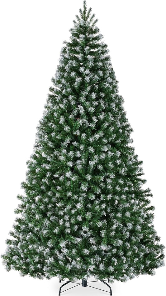 Best Choice Products Artificial Frosted Christmas Tree, 6ft Premium Unlit Realistic Spruce Holiday Décor w/Dense Branches, Metal Base - Green Spruce