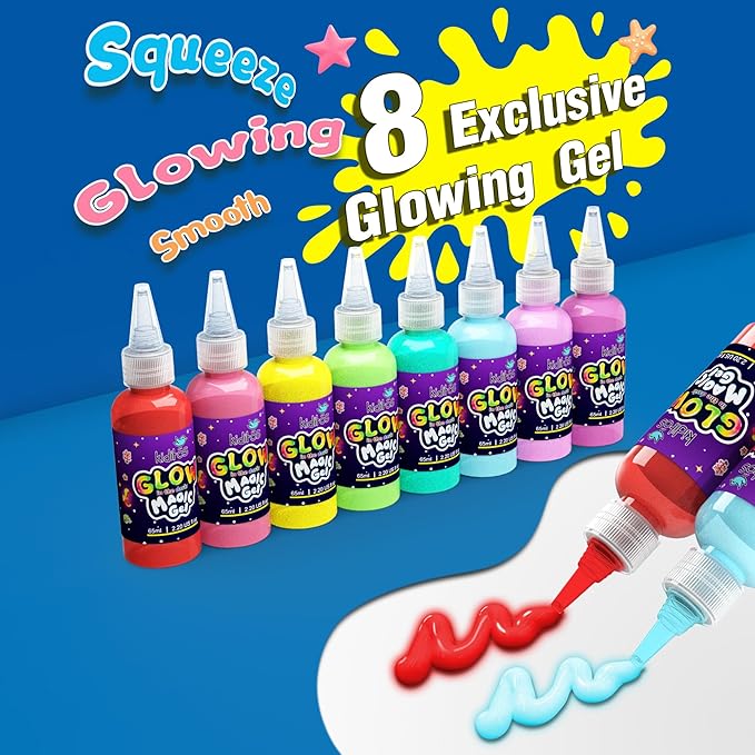 Kiditos Glow in The Dark Magic Water Elf Toy Kit,Aqua Fairy Water Gel Kit-8 Glow Gel&10 Molds-Make Your Own Water Pets&Squishy Toys–Fun Summer DIY Craft Kit,Birthday Gift&Party Favors for Kids Ages 3+