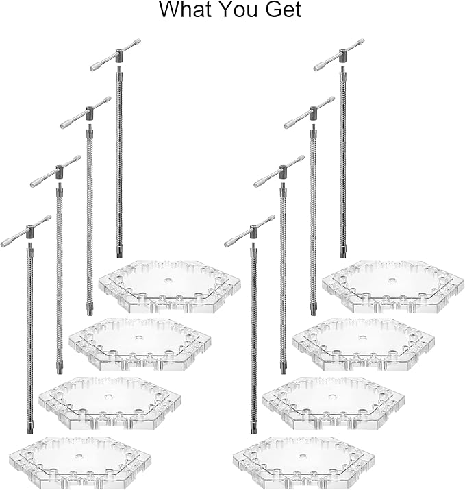 8-Pack Clear Adjustable Action Figure Stand with Metal Clips & Flexible Arms – Action Figure Display Stand for Figures Compatible with Gundam HG/RG/SD 1/144 Scale