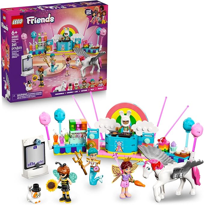 LEGO Friends Costume Party with Unicorn & Fairy Pretend Play Building Toy - Interactive Storytelling Playset with Cat and Unicorn Toys - Creative Birthday Gift Idea for Girls & Boys, 6+ - 42661
