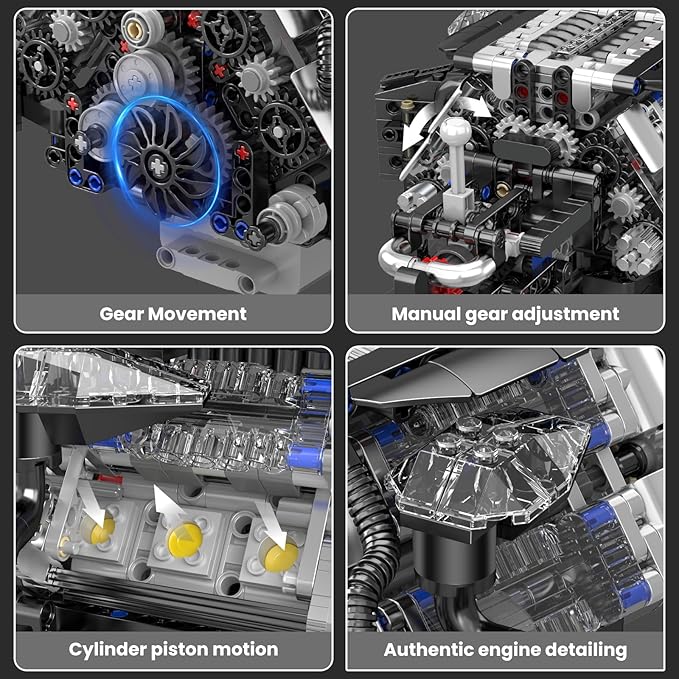 Mould King W12 Engine Toys Building Block, Model Engine Kit for Adults, V8 Engine Scale Model, 10230 STEM DIY Building Kits That Works, Blocks for Adults and Aged 14+ (871 Pieces)