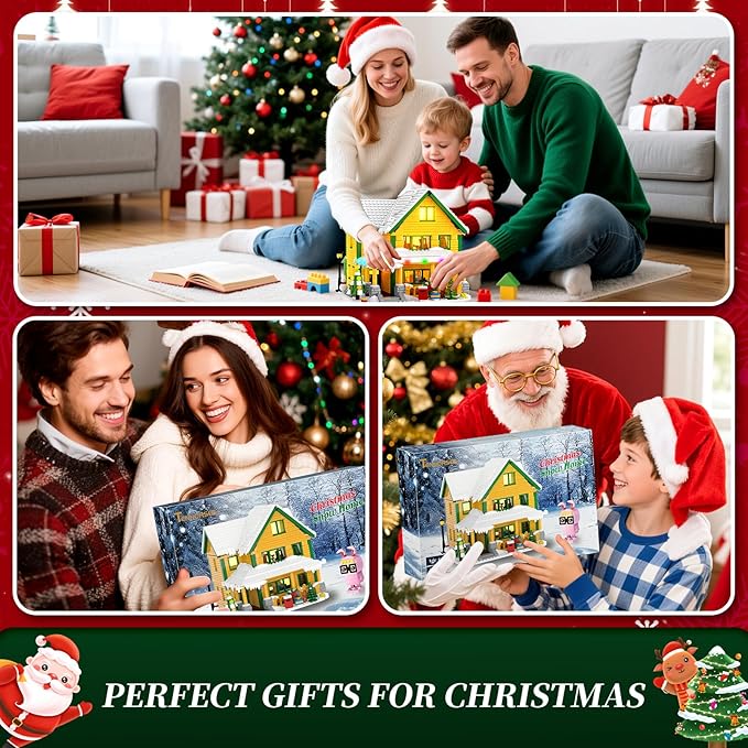 Christmas House Building Set with LED Light, Story Movie Snow Village House Building Kit Compatible with Lego, Christmas Prefect Gift for Movie Fans, Boys, Girls, Adults, Friends (1146 Pcs)
