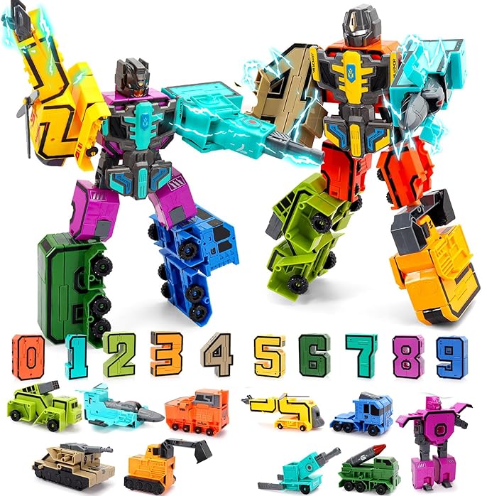 Number Robot Blocks Toys for Kids, Number Bots Transformers Preschool Alphabet Learning Toys, 10Pcs Toddlers Education Math Autism STEM Toys for Ages 3-5, Classroom Rewards Christmas Birthday Gifts