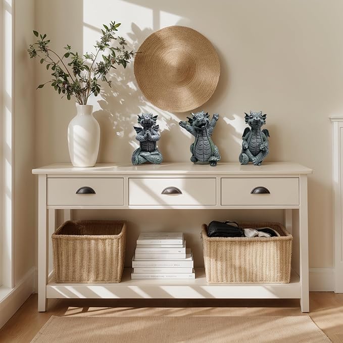 Cute Dragon Figurines Dinosaur Sculptures, Unique Resin Artwork for Office & Home Décor,Yoga Dragons Decorations for Garden & Yard,Outdoor Adorable Baby Dragon Statue Ornaments (Yoga B)