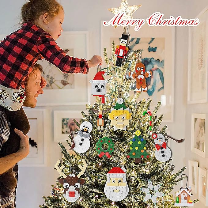 14-in-1 Christmas Tree Ornaments Building Kit, DIY Decorative Hanging Ornaments Building Toys Santa, Snowman, Gingerbread, Reindeer, Best Festival Gift for Kids or Friends 2025 New