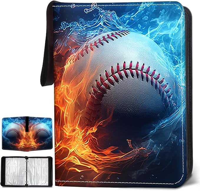 900 Pockets Baseball Card Binder, Trading Card Storage Album with 50 Removable Sleeves, Double Sided Pocket Zipper Binder for Game Cards, Christmas Birthday Gifts for Collector's Album
