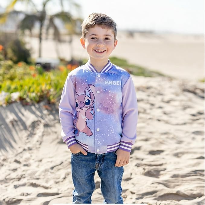 Disney Minnie Mickey Stitch Princess Frozen Elsa Marvel Jacket Lightweight Coat Button up Color Block Sweatshirt 2-14 Years