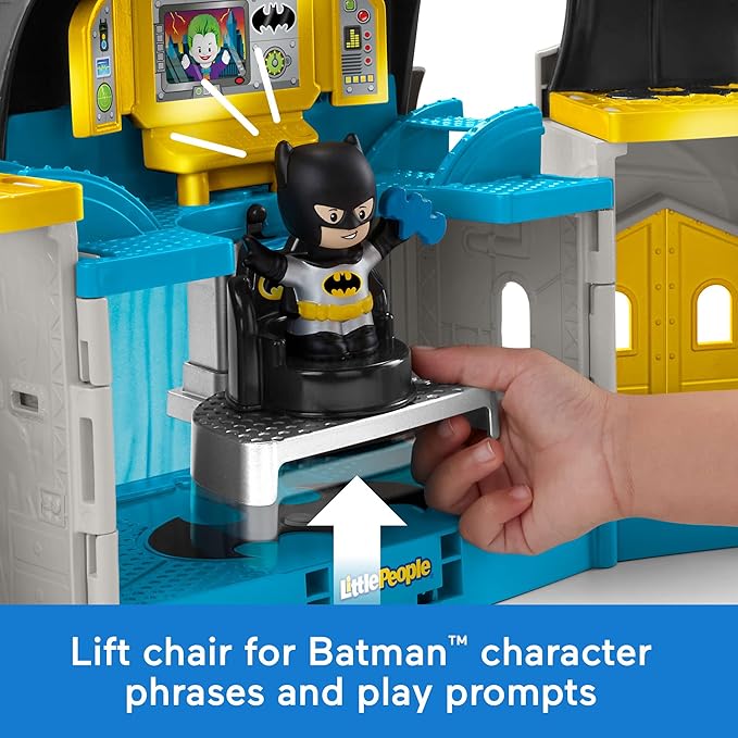 DC Super Friends Fisher-Price Little People Toddler Batman Toy Deluxe Batcave Playset with Figure for Pretend Play Ages 18+ Months
