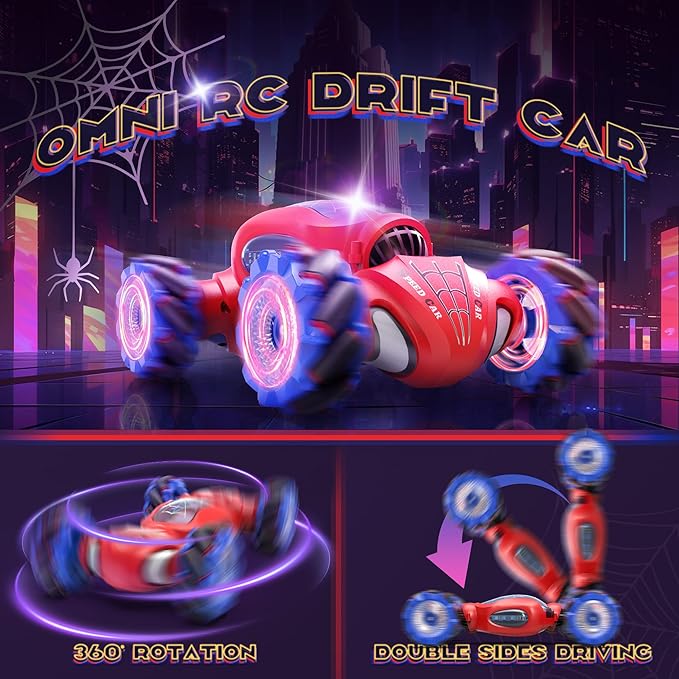 Dysaim Spider Remote Control Car, Gesture Sensing RC Stunt Cars Toys for Boys Ages 4-12, 360° Rotate Transform Drift with Lights Music Sprayer, 2.4Ghz Hand Controlled Car Birthday Gifts