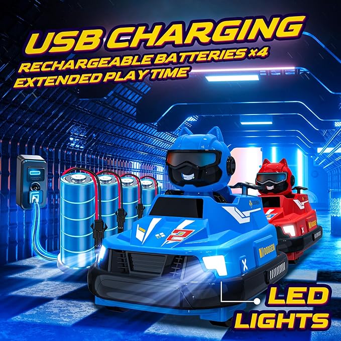 2 Pack Remote Control Cars Toys, RC Bumper Cars with Light & Music for Age 6 Years Old,RC Battle Stunt Race Car Cool Birthday Gift for 6 7 8 Year Old Kids Boys Girls (Red&Blue)