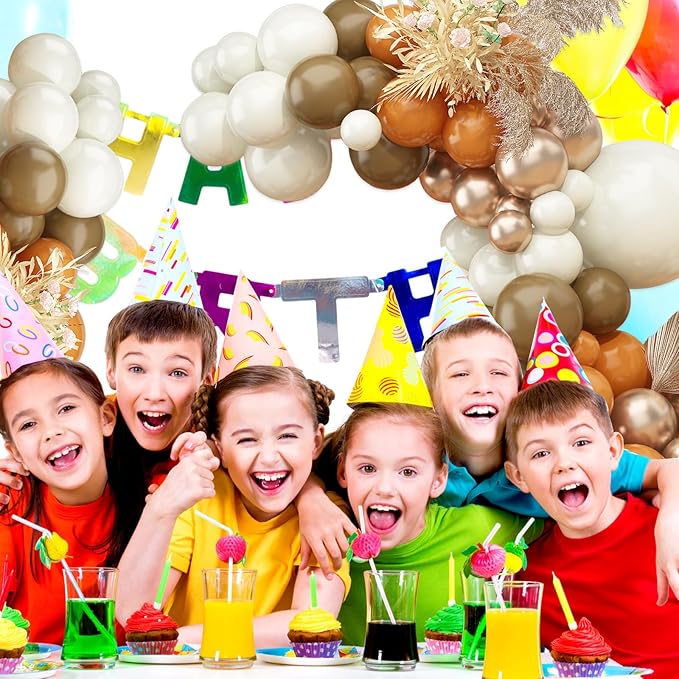 Paready Orange Balloon Arch Kit, 97 Pcs Orange Sand White Balloon Garland Kit Metallic Champagne Gold Balloons Beige Brown Latex Balloons for Neutral Party Birthday Fall Thanksgiving Baby Shower