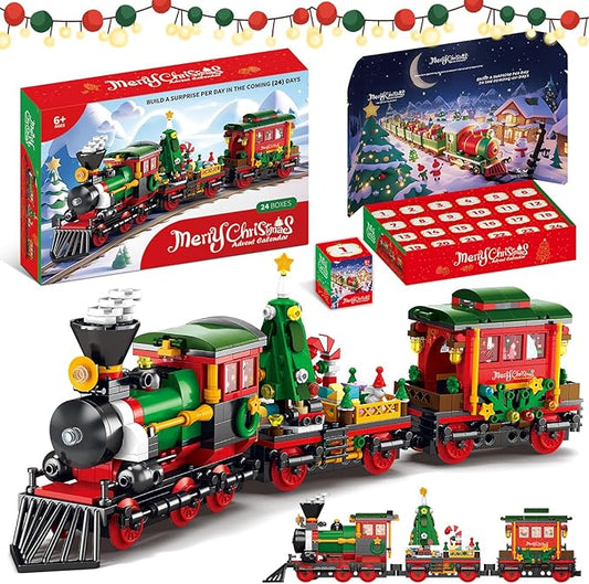 Advent Calendar 2025 Building Blocks Set - 24-Day Christmas Countdown Calendar - Santa Sleigh Christmas Tree Decorations Gifts for Kids Boys & Girls and Adults(770PCS)