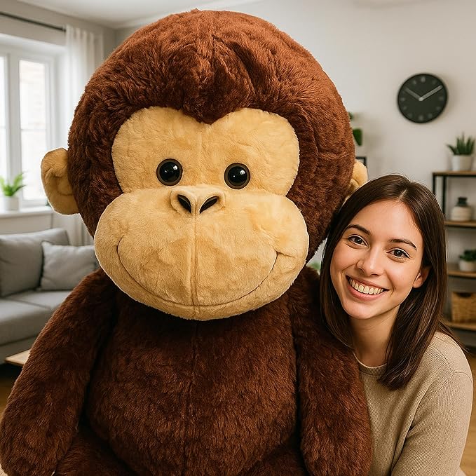 Big Plush Giant Stuffed Monkey - Large 4-Foot Extra-Soft Jumbo Plush Animal - 48 Inches / 122 Centimeters - Huge-Sized Gigantic Animals - Oversized Monkeys - Hug This Full-Size Pet Ape