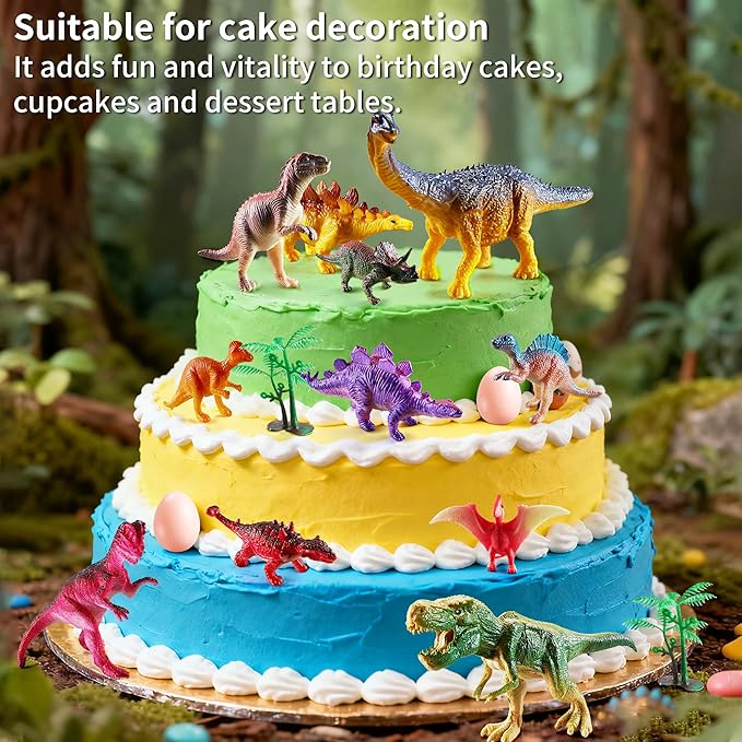 46PCS Dinosaur Toys,Realistic Jurassic Dinosaurs Figures Playset for Kids 3-5 Years, with Eggs&Trees&Fence mini Dinosaur Figures,Great Gifts for Girls and Boy Toddler Toy Animals Age-5-7.